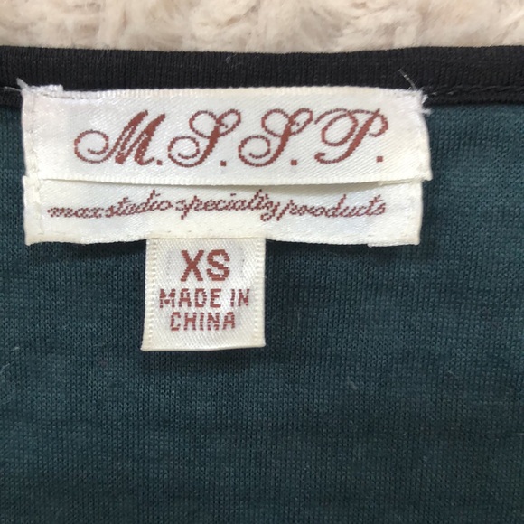 Max Studio 3/4 sleeve round neck tunic top green & black pattern Size XS - Picture 7 of 16